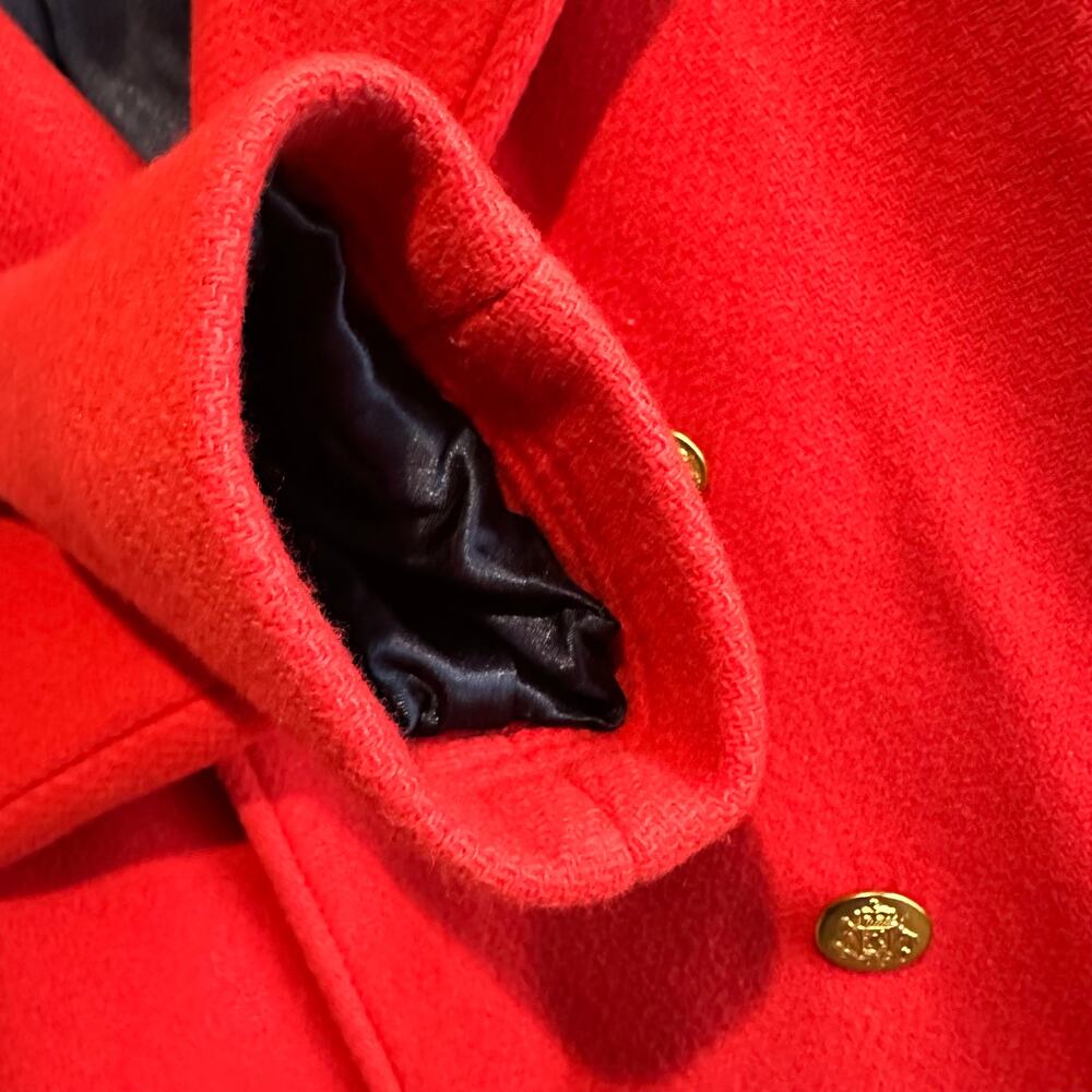 J. Crew Stadium Cloth by Nello Gori Wool blend Pea coat Red 4 - Picture 4 of 10